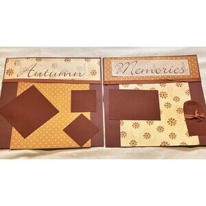 Handmade (2) 12"x12" Premade Scrapbook Pages Layout Fall Harvest Festival Autumn